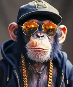 Black Monkey With Glasses Diamond Painting