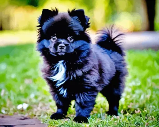 Black Pomeranian Diamond Painting