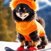 Black Pomeranian In Snow Diamond Painting