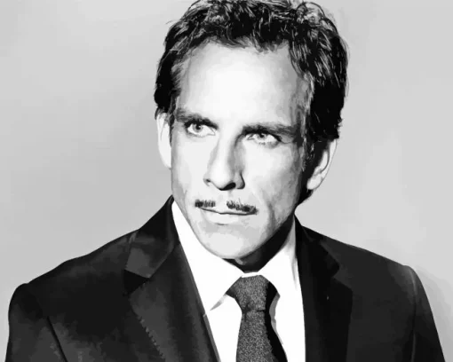 Black And White Ben Stiller Diamond Painting