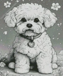 Black And White Bichon Frise Diamond Painting