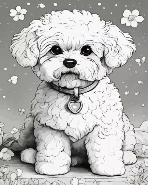 Black And White Bichon Frise Diamond Painting