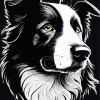 Black And White Border Collie Diamond Painting