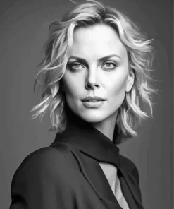 Black And White Charlize Theron Diamond Painting