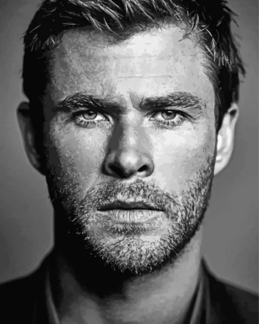 Black And White Chris Hemsworth Diamond Painting