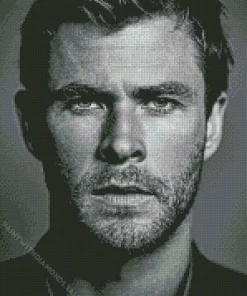 Black And White Chris Hemsworth Diamond Painting