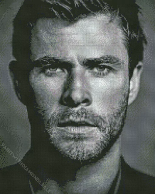 Black And White Chris Hemsworth Diamond Painting