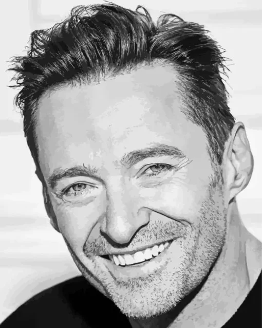 Black And White Hugh Jackman Diamond Painting