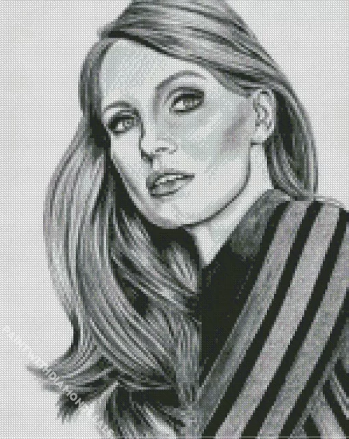 Black And White Jessica Chastain Diamond Painting