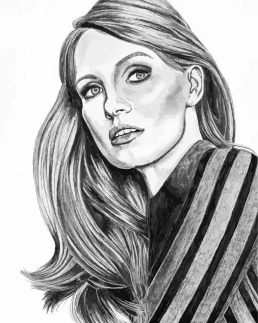 Black And White Jessica Chastain Diamond Painting