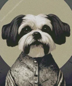 Black And White Shih Tzu Diamond Painting