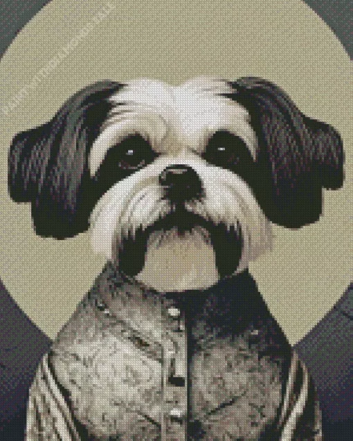 Black And White Shih Tzu Diamond Painting