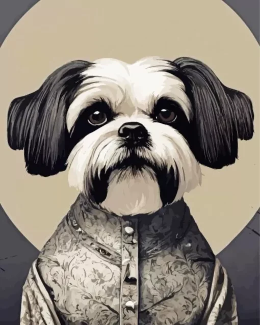 Black And White Shih Tzu Diamond Painting