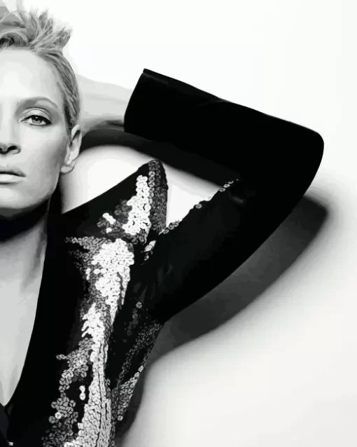 Black And White Uma Thurman Diamond Painting