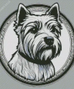 Black And White Westy Dog Diamond Painting