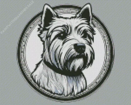 Black And White Westy Dog Diamond Painting