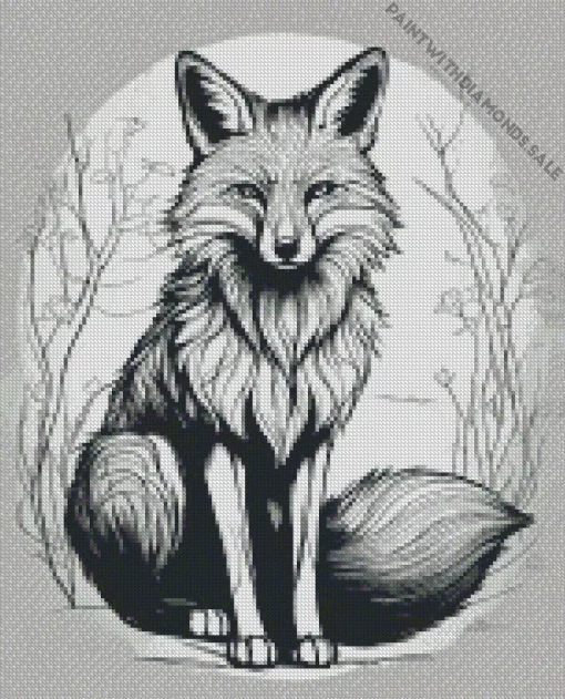 Black And White Red Fox Diamond Painting