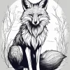 Black And White Red Fox Diamond Painting