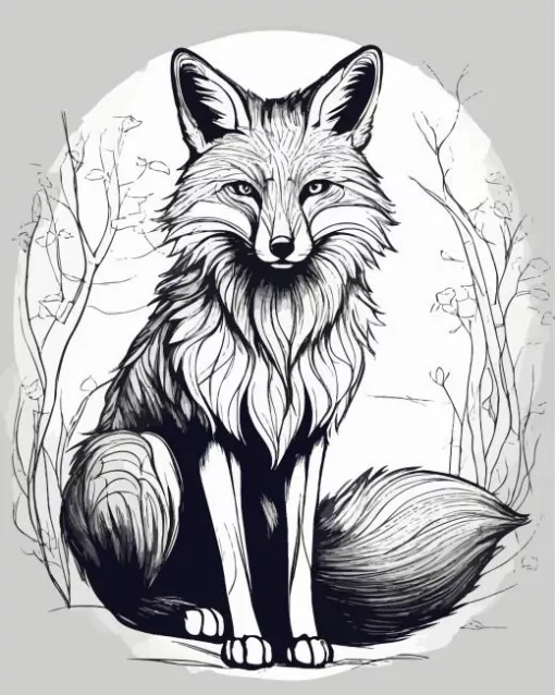 Black And White Red Fox Diamond Painting