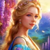 Blonde Girl With Purple Wisteria Diamond Painting