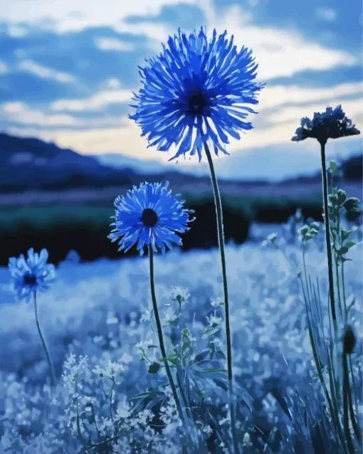 Blue Dandelions Diamond Painting