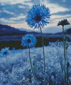 Blue Dandelions Diamond Painting