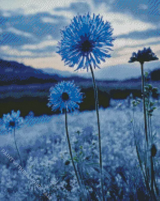 Blue Dandelions Diamond Painting