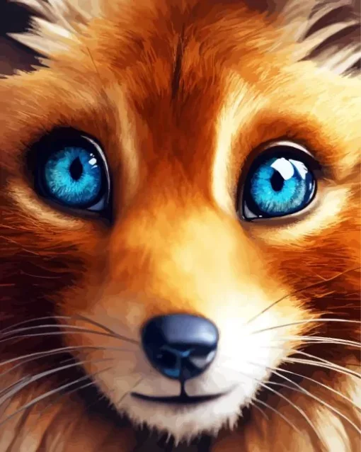 Blue Eyes Red Fox Diamond Painting