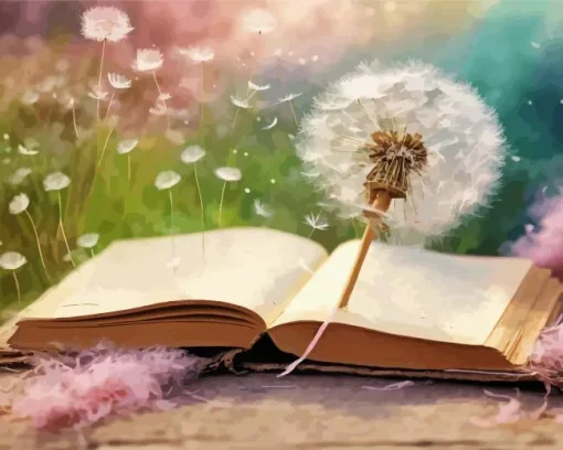 Book And Dandelion Diamond Painting