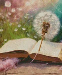 Book And Dandelion Diamond Painting