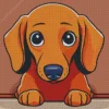 Brown Dachshund Dog Diamond Painting