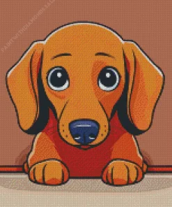 Brown Dachshund Dog Diamond Painting