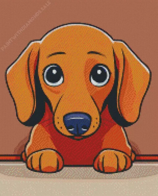 Brown Dachshund Dog Diamond Painting