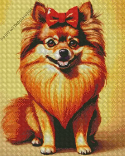 Brown Pomeranian Puppy Diamond Painting