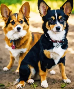 Brown And Black Border Collies Diamond Painting