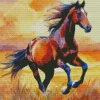 Brown Horse Galloping Diamond Painting