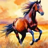 Brown Horse Galloping Diamond Painting