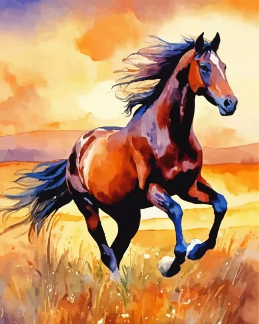 Brown Horse Galloping Diamond Painting