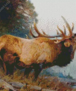 Bugling Elk By Carl Rungius Diamond Painting