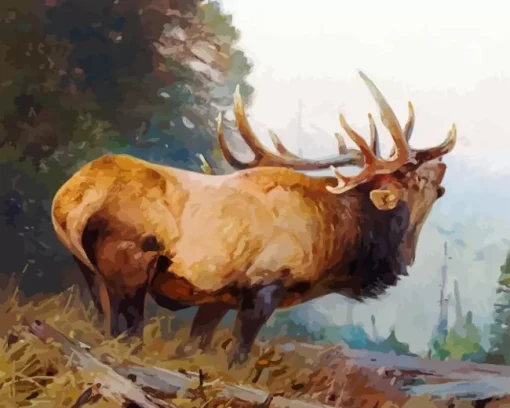 Bugling Elk By Carl Rungius Diamond Painting