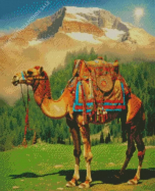 Camel With Alps Landscape Diamond Painting