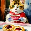 Cat Having Tea Diamond Painting