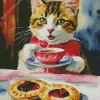 Cat Having Tea Diamond Painting