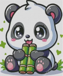 Chibi Panda Eating Bamboo Diamond Painting