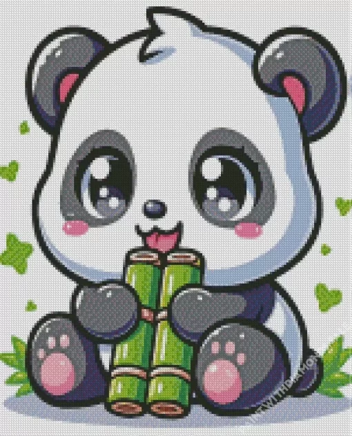 Chibi Panda Eating Bamboo Diamond Painting