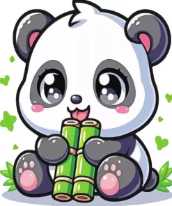 Chibi Panda Eating Bamboo Diamond Painting