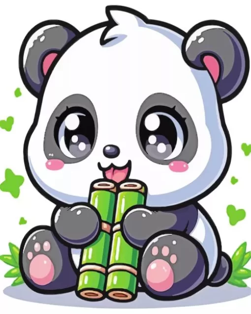 Chibi Panda Eating Bamboo Diamond Painting