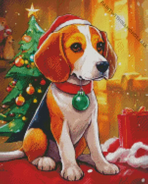 Christmas Beagle Dog Diamond Painting