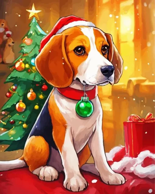 Christmas Beagle Dog Diamond Painting