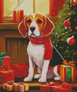 Christmas Beagle Dog With Gifts Diamond Painting